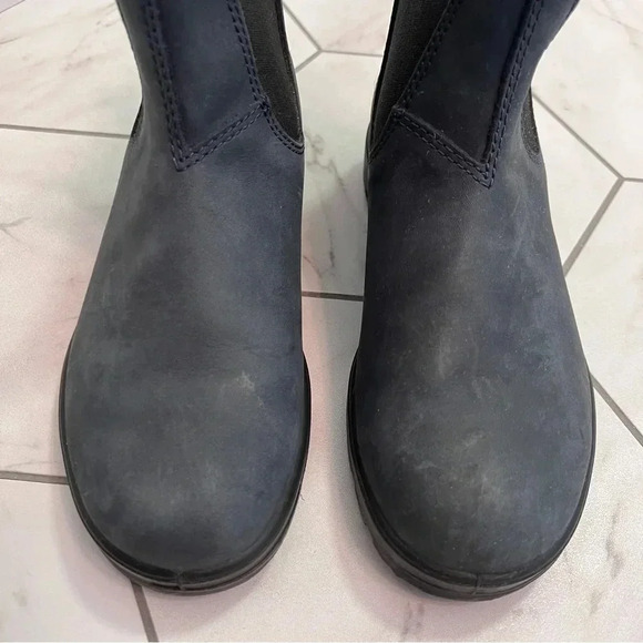 Blundstone Navy Blue Premium Leather Chelsea Boots Size 6 Womens - Picture 3 of 12